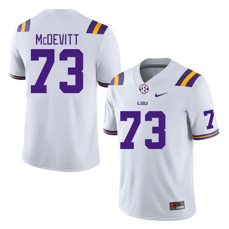 Men's LSU Tigers Jack McDevitt #73 White NCAA Football Jersey